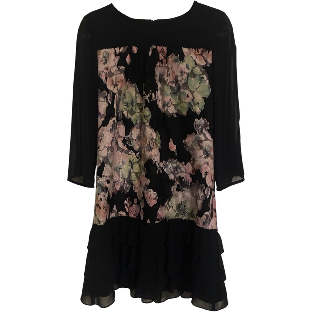 Vintage Gimos Butterfly Leaf Floral Long Sleeve  Dress